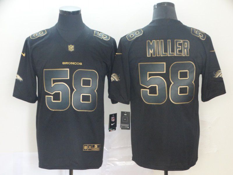 Men Denver Broncos 58 Miller Nike Vapor Limited Black Golden NFL Jerseys